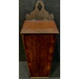 A George III mahogany crossbanded oak candle box, c.1800