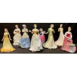 A Royal Crown Derby figure, Hannah, HN4407; others, Hayley, HN4556; Maid of the Meadow, HN4316;