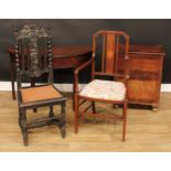 A 19th century mahogany commode, 73cm high, 59cm wide, 52cm deep; a demilune side table, formerly