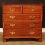 A George III style satinwood crossbanded mahogany chest, 91cm high, 94.5cm wide, 54cm deep