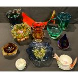 Glassware - Murano glass vases, etc