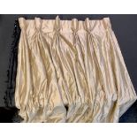Textiles - a large pair of silk curtains, interlined. Height 234Cm width 204cm