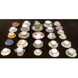 A collection of 19th century and later miniature teacups and saucers, Wedgwood Jasperware, Royal
