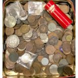 A large box of assorted coins, mainly British