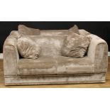 A pair of contemporary hotel reception sofas, 71.5cm high, 171cm wide, the seat 124cm wide and