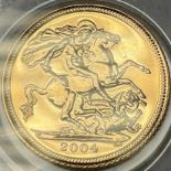 Coin - GB, Elizabeth II gold half sovereign, 2004, capsulated, boxed