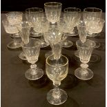 Glassware - early 19th century toasting glasses, rummers, etc; a set of six Edwardian cut glass