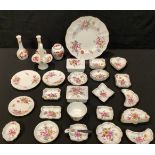 Royal Crown Derby Posies pattern, including trinket dishes, boxes and covers, dinner plate, petal