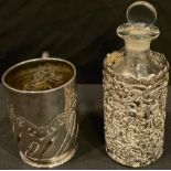 A Victorian silver christening mug, Sheffield 1896; a silver cased scent bottle (2)