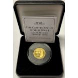 Coins - a centenary of WWI 22ct gold proof £1 coin, Tristan Da Cunha, capsulated with certificate,