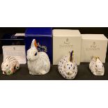 A Royal Crown Derby paperweight, Baby Rowsley Rabbit, Sinclairs exclusive, gold stopper,