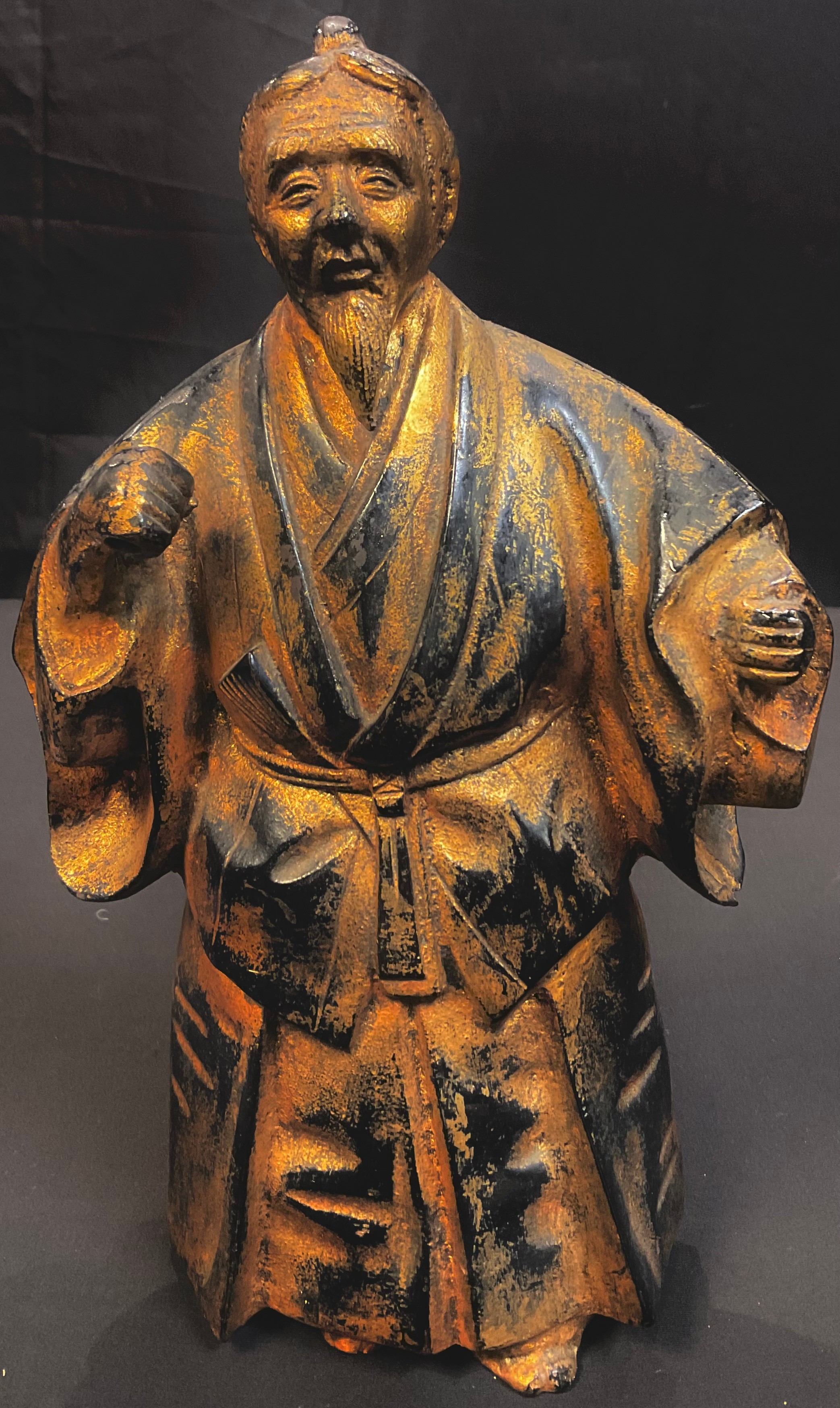 A contemporary Chinese bronzed metal figure of a Samurai, 27cm high