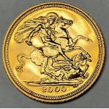 Coin - GB, Elizabeth II gold half sovereign, 2000