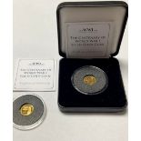 Coins - a centenary of WWI 9ct gold coin, Tristan Da Cunha, capsulated, certificate; another, 1g