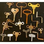 Horology - a collection of 19th century and later clock keys (21)
