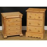 Miniature Furniture - a Victorian style pine chest of drawers, of diminutive proportions and in