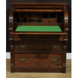 A 19th century walnut cylinder desk, possibly American, 106cm high, 87cm wide, 56cm deep, c.1870