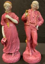 A pair of 19th century Continental porcelain figures of a courting couple, in the manner of