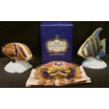 A Royal Crown Derby paperweight, Tropical Fish Sweetlips, no stopper, second; another, Angel Fish,