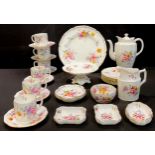 A Royal Crown Derby Posie pattern coffee set for six, comprising coffee pot and cover, six cups,