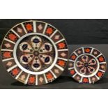 A Royal Crown Derby 1128 pattern dinner plate, 27cm diameter, first quality; another, side plate,