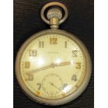A Damas military open faced pocket watch, marked G.S/T.P, broad arrow, XX, 7.5cm over loop