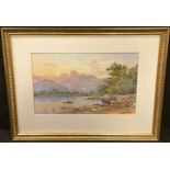 S Ainsworth, 1888 Scottish Lake Scene signed, watercolour, 24cm x 48cm