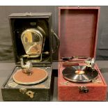 A Decca 22 portable gramophone player; another portable gramophone player (2)