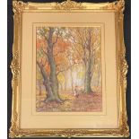 J M Jowett Children Amongst The Trees, Darley Park signed, watercolour, 29cm x 21cm