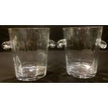 A pair of clear glass Champagne buckets or wine coolers, 22cm high, 18.5cm diameter (2)