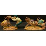 A pair of Beswick comical figures, Stubborn Mules, hand painted, numbers 1223 and 1224, each 18cm