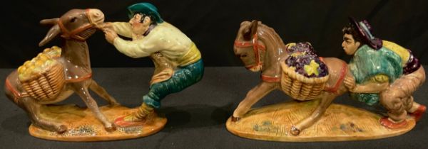 A pair of Beswick comical figures, Stubborn Mules, hand painted, numbers 1223 and 1224, each 18cm