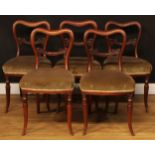 A set of five early Victorian rosewood kidney back dining chairs, 82.5cm high, 45cm wide, the seat