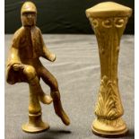 Horse Racing Interest - a 19th century cast brass seal modelled as a jockey with saddle; another
