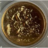 Coin - GB, Elizabeth II gold half sovereign, 2008, capsulated, boxed