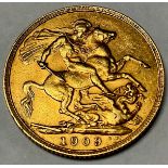 An Edward VII gold full sovereign, 1909