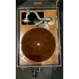 A wind up portable gramophone, Dulcetto Senior, 42cm x 30cm