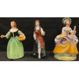 A pair of Francesca Art Staffordshire figures, King Charles II and Nell Gwyn, hand painted, 21cm;