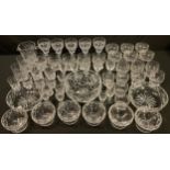 Glassware - cut glass wine glasses, tumblers, sundae dishes, bowls, ice bucket, etc, qty