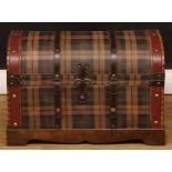 A domed trunk, hinged cover, applied with faux shagreen tartan, 42.5cm high, 66.5cm wide, 36.5cm