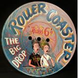 Fairground and Carnival Interest - a decorative reproduction painted round panel 'The Big Drop