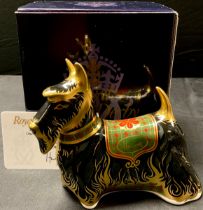 A Royal Crown Derby paperweight, Harrods Scottish Terrier, Harrods exclusive limited edition, 87/