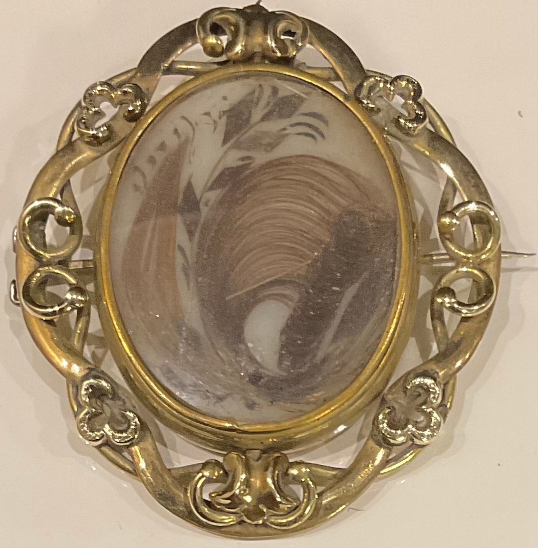 A large Victorian swivel hair mourning brooch, set with jasperware oval, 7cm high - Image 2 of 2