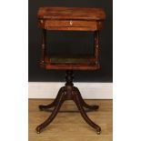 A Regency rosewood work table, 71cm high, 41cm wide, 34.5cm deep