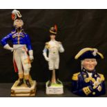 A continental porcelain military figure, Dumouriez 1739 - 1823, hand painted, 26cm, impressed