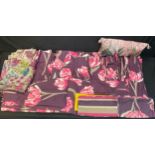 Textiles - a large pair of Globaltex "Hana" pinch pleat curtains, 257cm width x 221cm drop;