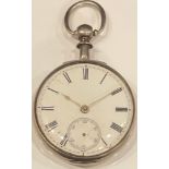 A silver open faced pocket watch, London 1855