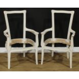 A pair of French design fauteuil frames, 90.5cm high, 57cm wide (2)
