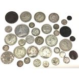 Coins - a Victorian silver crown 1893, other silver half crowns, florins, six pences, thre'penny
