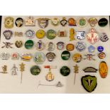 A collection of enamel and other badges including Royal British Legion, Air League of the British